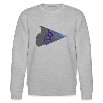 Futuristic Warping Bicycle Defying Physics - Stanley/Stella CHANGER Unisex Organic Sweatshirt - heather grey - Front - Nik (191cm) & Marisol (170cm)
