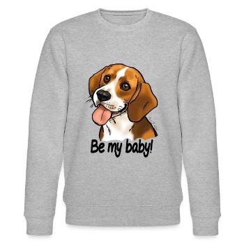 Chien beagle "Be my baby" (texte noir) - Sweat bio CHANGER Stanley/Stella Unisexe - gris chiné - Devant - Nik (191cm) & Marisol (170cm)