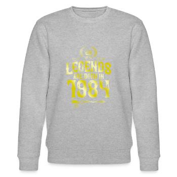 1984 legends born in - Stanley/Stella CHANGER Unisex Organic Sweatshirt - heather grey - Front - Nik (191cm) & Marisol (170cm)