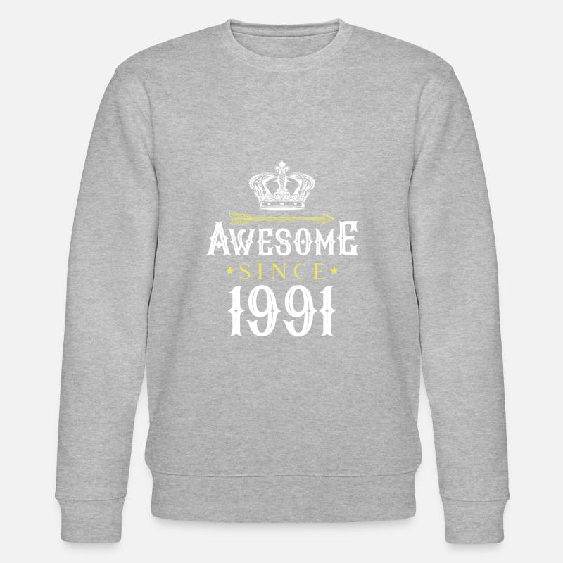 1991 awesome since - Stanley/Stella Unisex Bio-Sweatshirt CHANGER  - Grau meliert