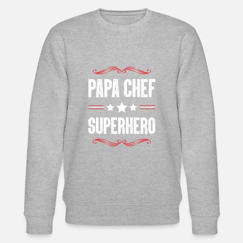 Papa Chef Superheld Dad - Stanley/Stella Unisex Bio-Sweatshirt CHANGER  - Grau meliert