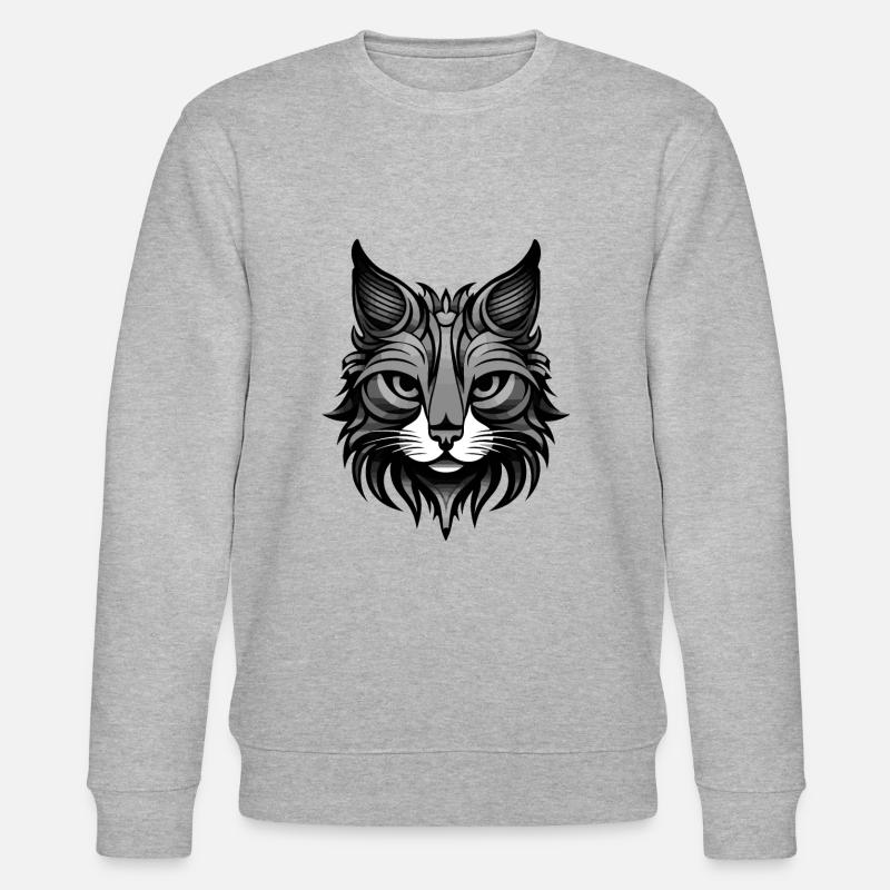 Katze Portrait Kopf - Stanley/Stella Unisex Bio-Sweatshirt CHANGER  - Grau meliert