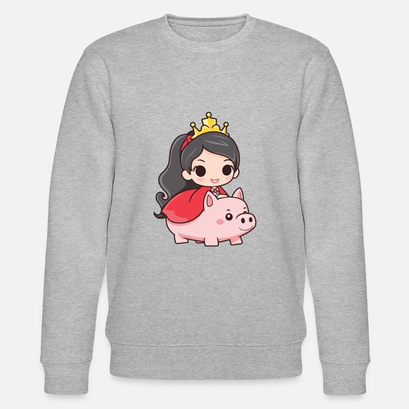 Prinzessin Schwein Märchen - Stanley/Stella Unisex Bio-Sweatshirt CHANGER  - Grau meliert