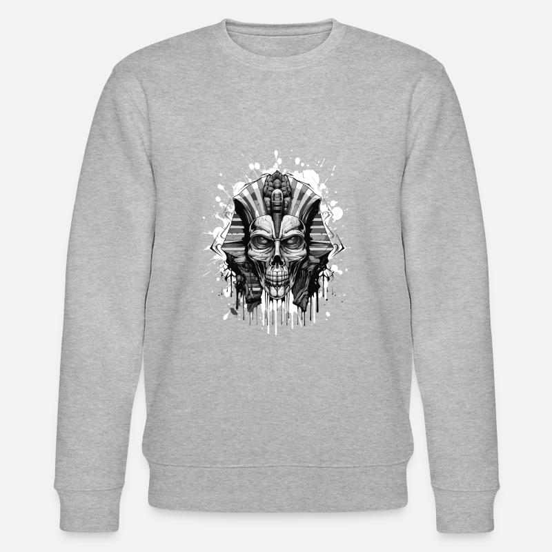 Pharaoh Skull Skeleton - Stanley/Stella CHANGER Unisex Organic Sweatshirt - heather grey