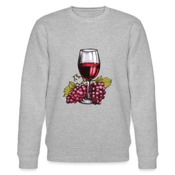 Wine Glass Grapes Wine - Stanley/Stella CHANGER Unisex Organic Sweatshirt - heather grey - Front - Nik (191cm) & Marisol (170cm)