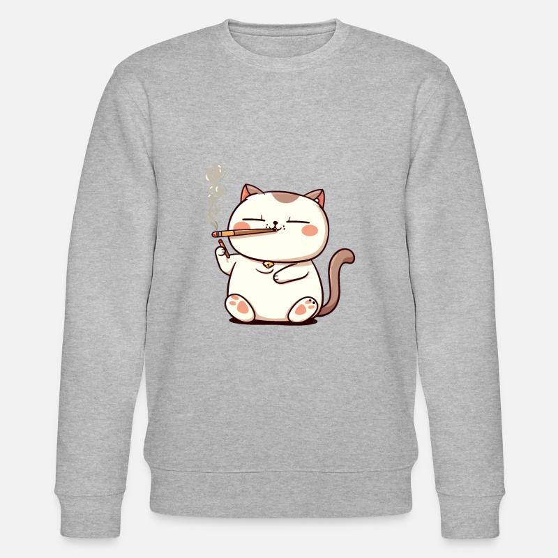 Katze Raucher Smoke Joint - Stanley/Stella Unisex Bio-Sweatshirt CHANGER  - Grau meliert