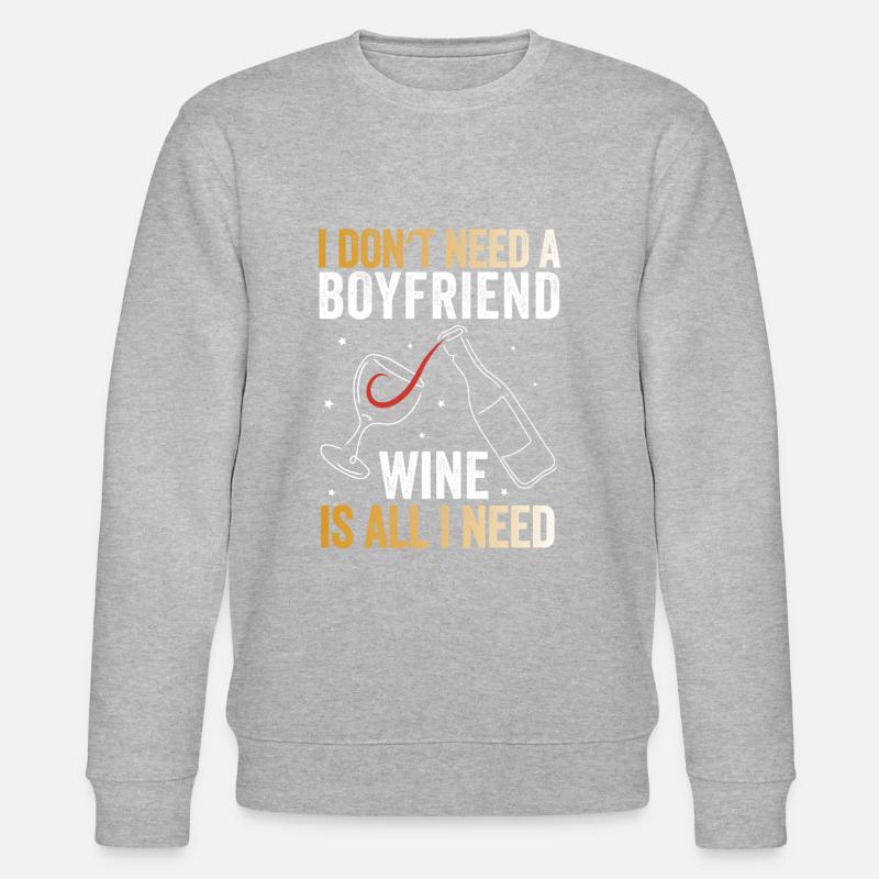 Le vin : mon véritable amour - Sweat bio CHANGER Stanley/Stella Unisexe - gris chiné