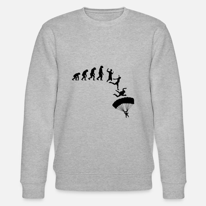 Evolution Fallschirmspringer Skydiver Geschenk - Stanley/Stella Unisex Bio-Sweatshirt CHANGER  - Grau meliert