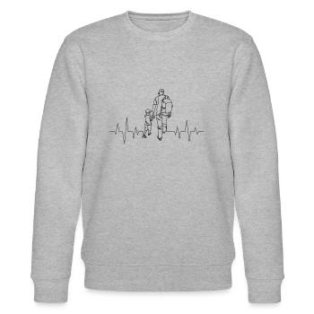 Vater und Sohn Herzschlag - Stanley/Stella Unisex Bio-Sweatshirt CHANGER  - Grau meliert - Vorne - Nik (191cm) & Marisol (170cm)