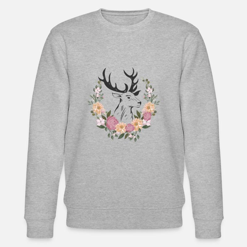 Fleurs de tête de cerf - Sweat bio CHANGER Stanley/Stella Unisexe - gris chiné