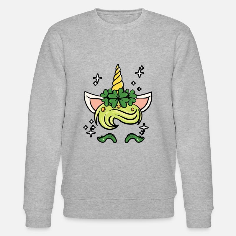 Einhorn mit Kleeblatt - Stanley/Stella Unisex Bio-Sweatshirt CHANGER  - Grau meliert