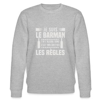 Je suis le barman humour alcool règles drôles - Sweat bio CHANGER Stanley/Stella Unisexe - gris chiné - Devant - Nik (191cm) & Marisol (170cm)