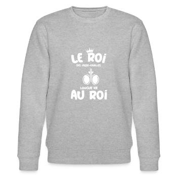 Le roi des casse-couilles cadeau humour drôle - Sweat bio CHANGER Stanley/Stella Unisexe - gris chiné - Devant - Nik (191cm) & Marisol (170cm)