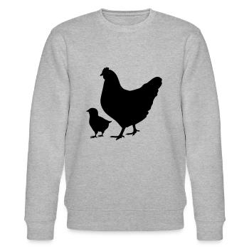 Silhouette de famille poulet et poulet poussin - Sweat bio CHANGER Stanley/Stella Unisexe - gris chiné - Devant - Nik (191cm) & Marisol (170cm)