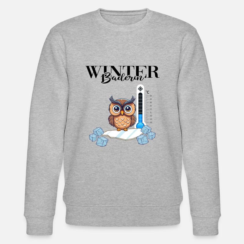 Winterbaderin Eisbaden Winterschwimmen Wintereule - Stanley/Stella Unisex Bio-Sweatshirt CHANGER - Grau meliert