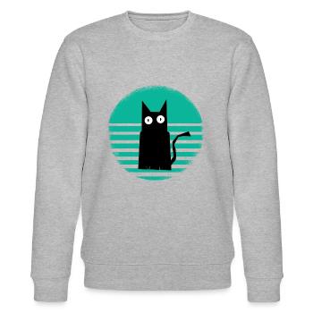 Schwarze Katze Sunset Mint - Stanley/Stella Unisex Bio-Sweatshirt CHANGER  - Grau meliert - Vorne - Nik (191cm) & Marisol (170cm)