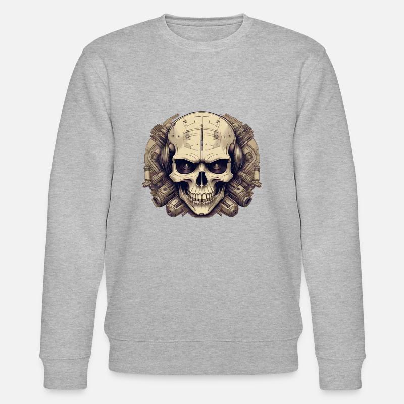Bionic Skull - Comic Style Logo - Stanley/Stella CHANGER Unisex Organic Sweatshirt - heather grey