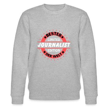 Best journalist in the world - Stanley/Stella CHANGER Unisex Organic Sweatshirt - heather grey - Front - Nik (191cm) & Marisol (170cm)