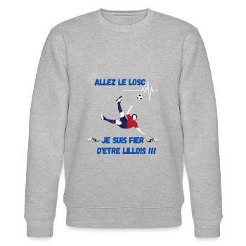 Supporter fier d'être lillois - Sweat bio CHANGER Stanley/Stella Unisexe - gris chiné - Devant - Nik (191cm) & Marisol (170cm)