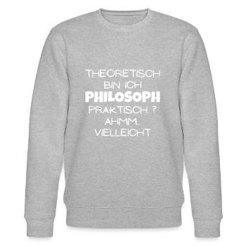 Theoretisch Philosoph - Stanley/Stella Unisex Bio-Sweatshirt CHANGER  - Grau meliert - Vorne - Nik (191cm) & Marisol (170cm)