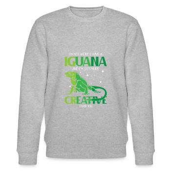 talk about Iguanas - Stanley/Stella Unisex Bio-Sweatshirt CHANGER  - Grau meliert - Vorne - Nik (191cm) & Marisol (170cm)