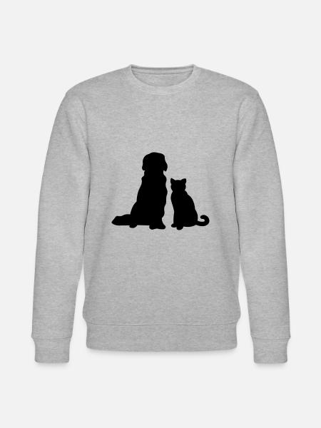 Cat with dog - Stanley/Stella CHANGER Unisex Organic Sweatshirt - heather grey