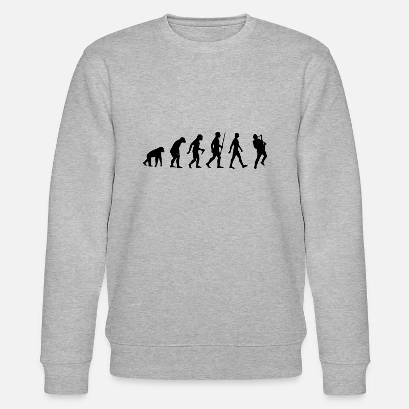 Saxophon, Saxophone, Musik, Instrument, Evolution - Stanley/Stella Unisex Bio-Sweatshirt CHANGER  - Grau meliert