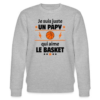 Juste un papy qui aime le basket, cadeau noël - Sweat bio CHANGER Stanley/Stella Unisexe - gris chiné - Devant - Nik (191cm) & Marisol (170cm)
