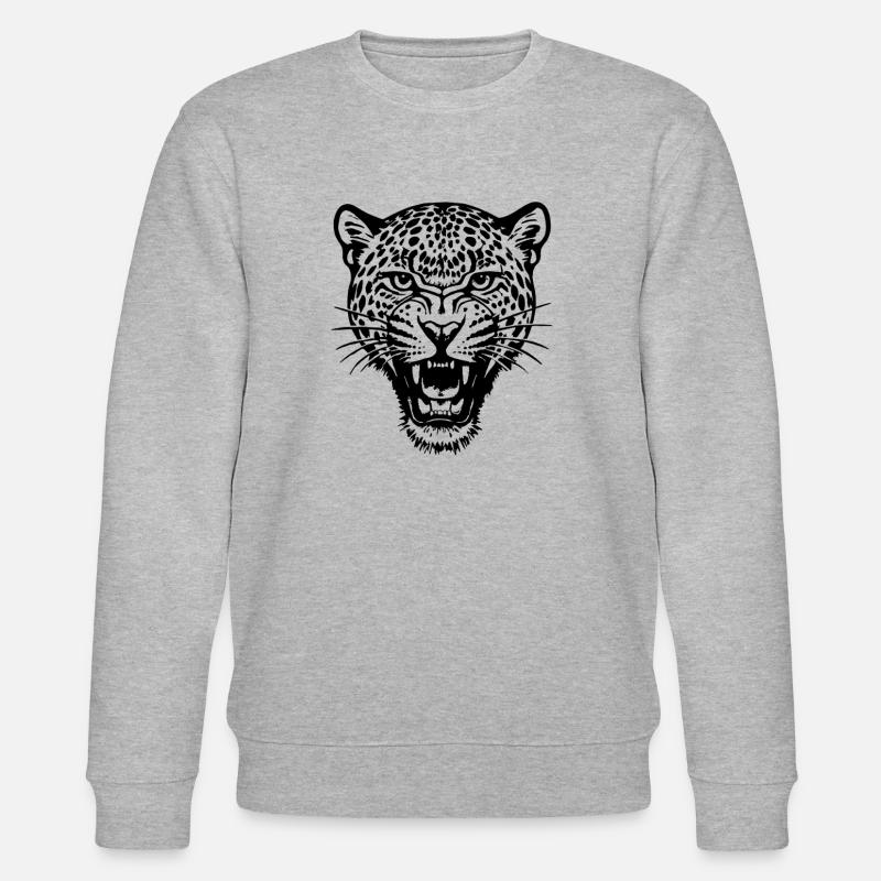 Leopard - Raubkatze, Afrika - Stanley/Stella Unisex Bio-Sweatshirt CHANGER  - Grau meliert
