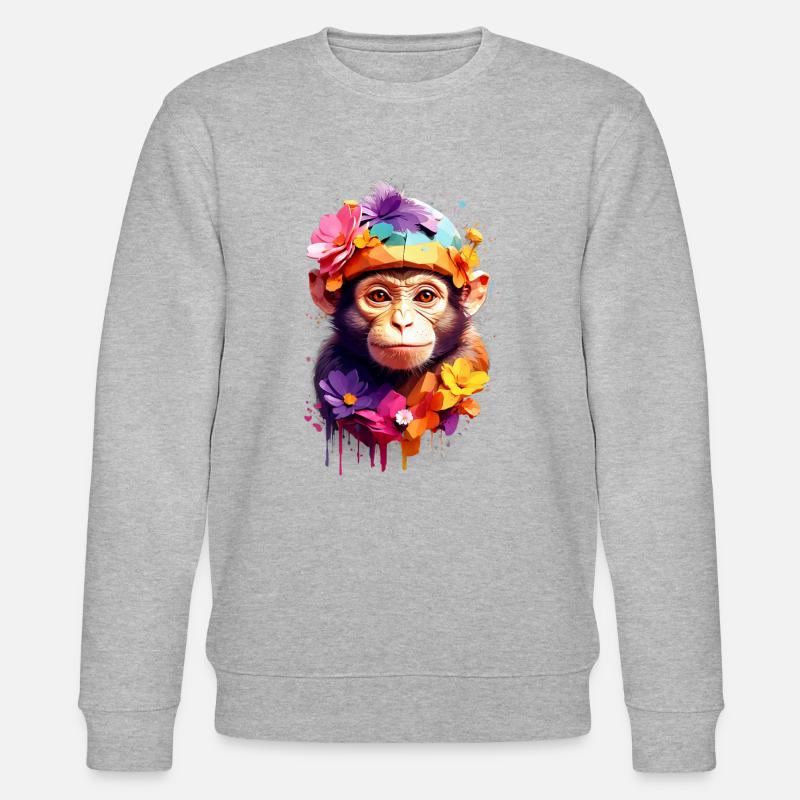 Monkey Monkey V1 24 20 - Stanley/Stella CHANGER Unisex Organic Sweatshirt - heather grey
