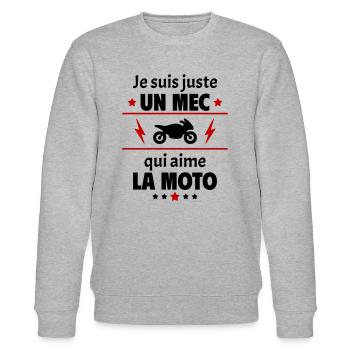 Juste un mec qui aime la moto, motard, noël,Moto - Sweat bio CHANGER Stanley/Stella Unisexe - gris chiné - Devant - Nik (191cm) & Marisol (170cm)