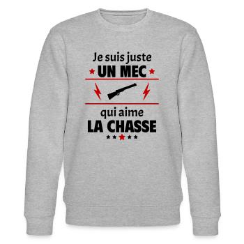 Juste un mec qui aime la chasse, chasseur, noël - Sweat bio CHANGER Stanley/Stella Unisexe - gris chiné - Devant - Nik (191cm) & Marisol (170cm)