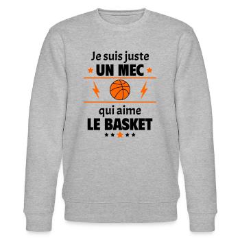 Juste un mec qui aime le basket, basketteur, noël - Sweat bio CHANGER Stanley/Stella Unisexe - gris chiné - Devant - Nik (191cm) & Marisol (170cm)
