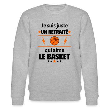 Juste un retraité qui aime le basket, retraite - Sweat bio CHANGER Stanley/Stella Unisexe - gris chiné - Devant - Nik (191cm) & Marisol (170cm)