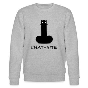 CHAT-BITE - Stanley/Stella CHANGER Unisex Organic Sweatshirt - heather grey - Front - Nik (191cm) & Marisol (170cm)