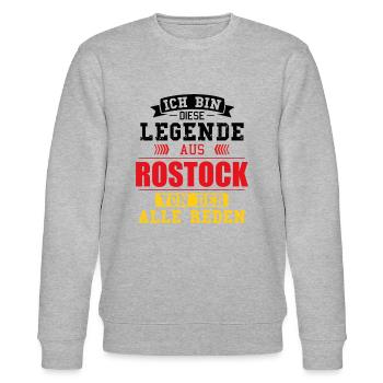 Stadt Rostock Deutschland Legende Spruch - Stanley/Stella Unisex Bio-Sweatshirt CHANGER  - Grau meliert - Vorne - Nik (191cm) & Marisol (170cm)