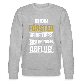 Je suis forestier - apporte de la bière et décolle - Sweat bio CHANGER Stanley/Stella Unisexe - gris chiné - Devant - Nik (191cm) & Marisol (170cm)