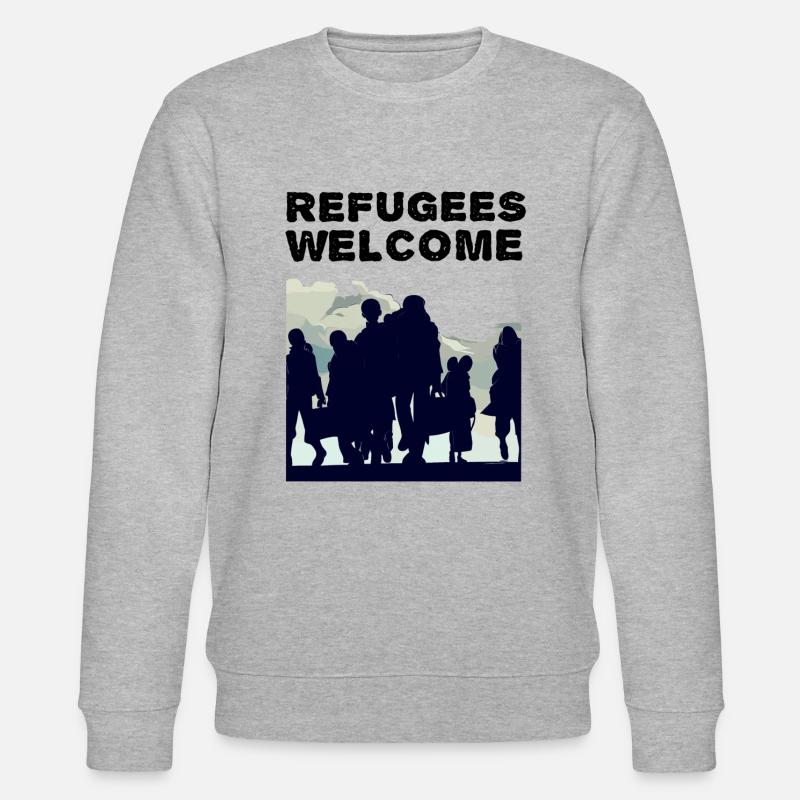 Willkommen Flüchtlinge - Stanley/Stella Unisex Bio-Sweatshirt CHANGER  - Grau meliert