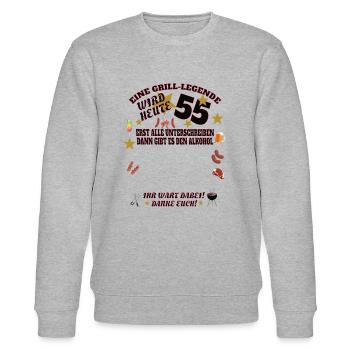 Grillen und Camper Geschenkidee - Stanley/Stella Unisex Bio-Sweatshirt CHANGER  - Grau meliert - Vorne - Nik (191cm) & Marisol (170cm)