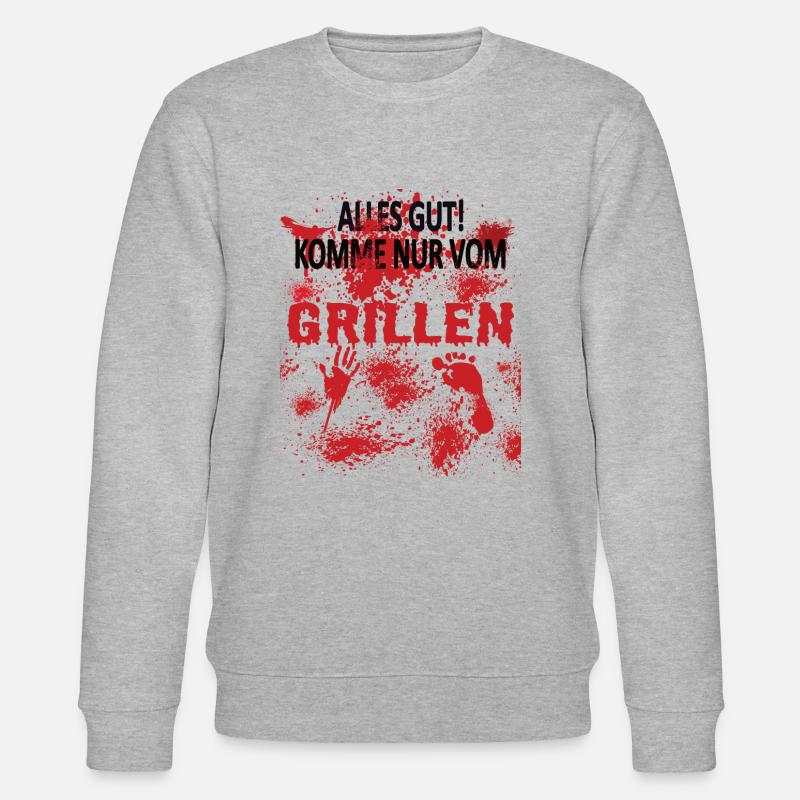 Grillen und Camper Geschenkidee - Stanley/Stella Unisex Bio-Sweatshirt CHANGER  - Grau meliert