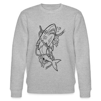 Old School Haifisch schwarz - Stanley/Stella Unisex Bio-Sweatshirt CHANGER  - Grau meliert - Vorne - Nik (191cm) & Marisol (170cm)