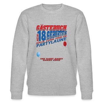 18. Geburtstag Mädchen & Junge Gästebuch - Stanley/Stella Unisex Bio-Sweatshirt CHANGER  - Grau meliert - Vorne - Nik (191cm) & Marisol (170cm)