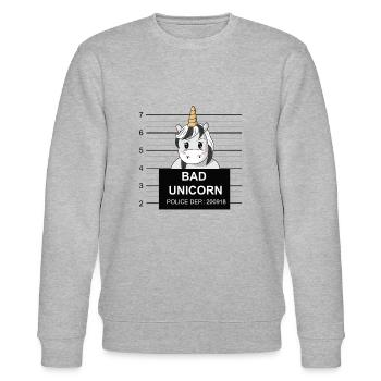 Böses Einhorn - Geschenk - Stanley/Stella Unisex Bio-Sweatshirt CHANGER  - Grau meliert - Vorne - Nik (191cm) & Marisol (170cm)