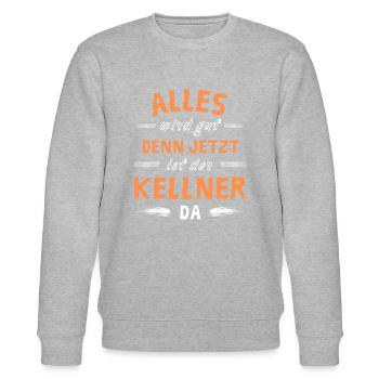 Alles wird gut denn jetzt ist der Kellner da - Stanley/Stella Unisex Bio-Sweatshirt CHANGER  - Grau meliert - Vorne - Nik (191cm) & Marisol (170cm)