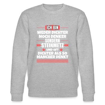 Weder Dichter noch Denker, sondern Steinmetz - Stanley/Stella Unisex Bio-Sweatshirt CHANGER  - Grau meliert - Vorne - Nik (191cm) & Marisol (170cm)