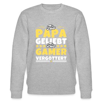 Als Papa geliebt, als Gamer vergöttert - Stanley/Stella Unisex Bio-Sweatshirt CHANGER  - Grau meliert - Vorne - Nik (191cm) & Marisol (170cm)