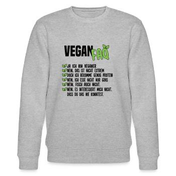 Vegan FAQ - Lustiger Veganer Spruch - Stanley/Stella Unisex Bio-Sweatshirt CHANGER  - Grau meliert - Vorne - Nik (191cm) & Marisol (170cm)