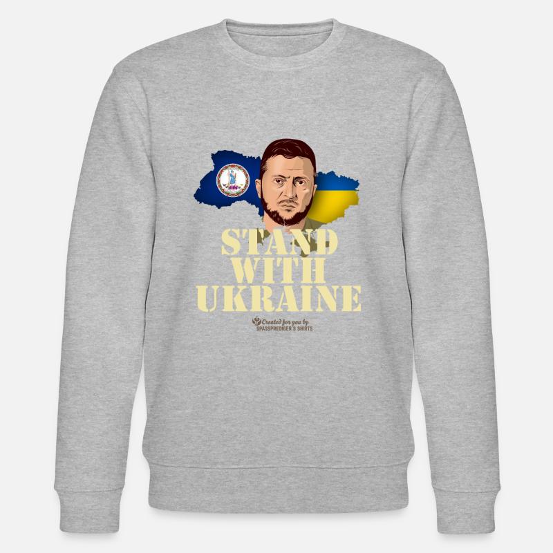 Ukraine Virginie Drapeaux Zelenskyj - Sweat bio CHANGER Stanley/Stella Unisexe - gris chiné