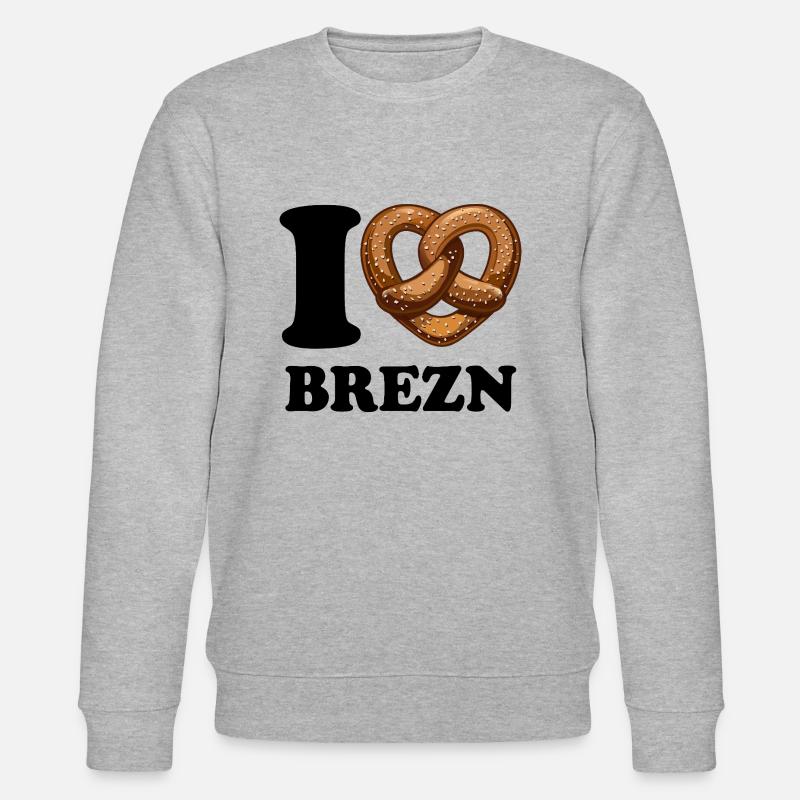 J’aime les bretzels - Coeur - Bretzel - Sweat bio CHANGER Stanley/Stella Unisexe - gris chiné