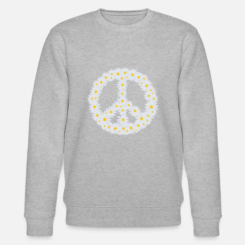 Daisy Peace Sign - Stanley/Stella CHANGER Unisex Organic Sweatshirt - heather grey